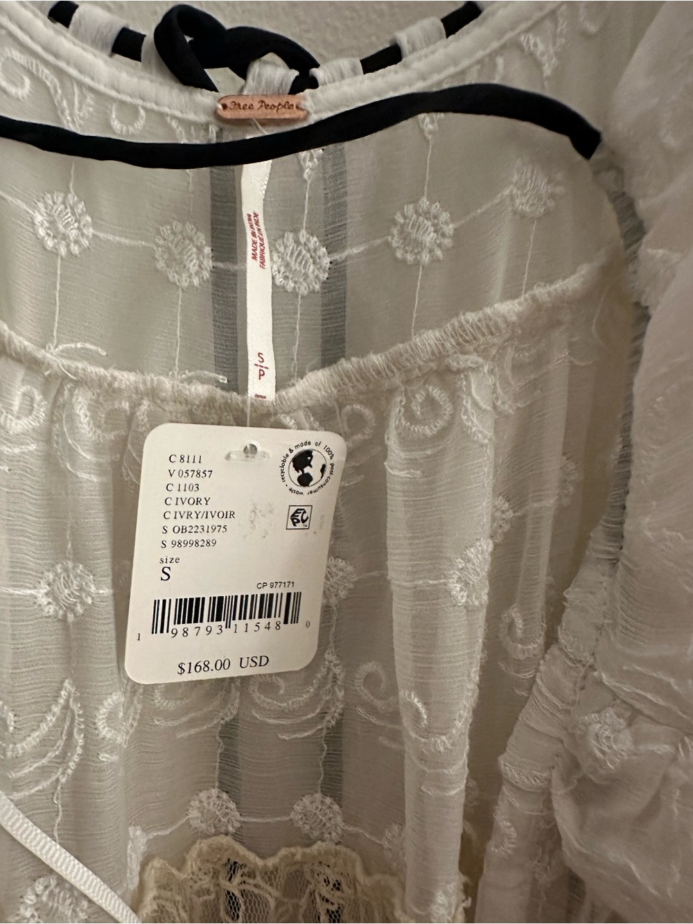 NWT Free People Selena Lace Rosette Open Front Festival Maxi Top Dress, S - Picture 11 of 11